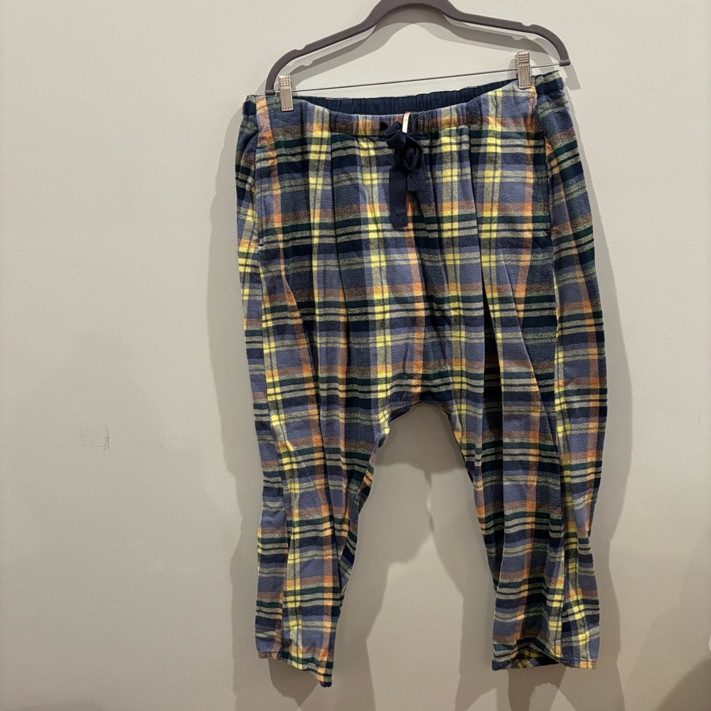 Free People harem Plaid Pants in Blue and Yellow